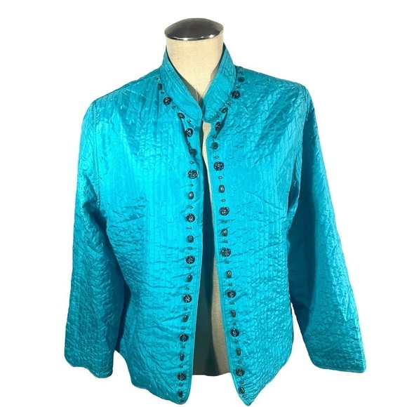 Ladies ALFRED DUNNER Lightweight Quilted Open Front Jacket w/Embellishments 12P - Picture 1 of 7